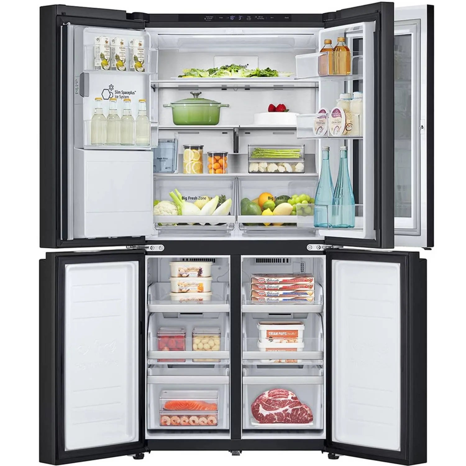 LG Instaview DID No Frost Four Doors Refrigerator With Inverter Technology, 508 Liter, Black - GC-X22FFQAB