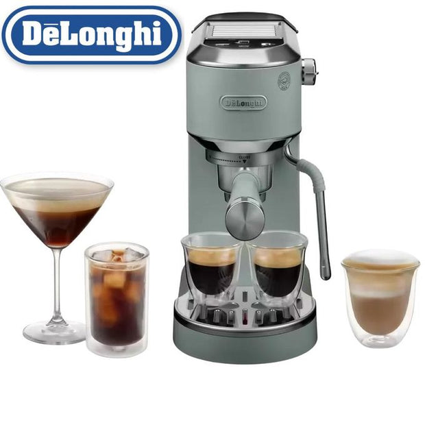Dedica Duo EC890.GR, Barista Coffee Machine with Pump, Espresso and Cold Brew, Manual Machine with LatteArt Steam Rod, 15 cm Wide, 2 Espresso, Touch Screen, Cup up to 13 cm 1 L 1450 W EC890.GR Green