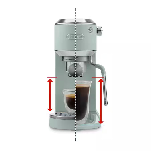 Dedica Duo EC890.GR, Barista Coffee Machine with Pump, Espresso and Cold Brew, Manual Machine with LatteArt Steam Rod, 15 cm Wide, 2 Espresso, Touch Screen, Cup up to 13 cm 1 L 1450 W EC890.GR Green
