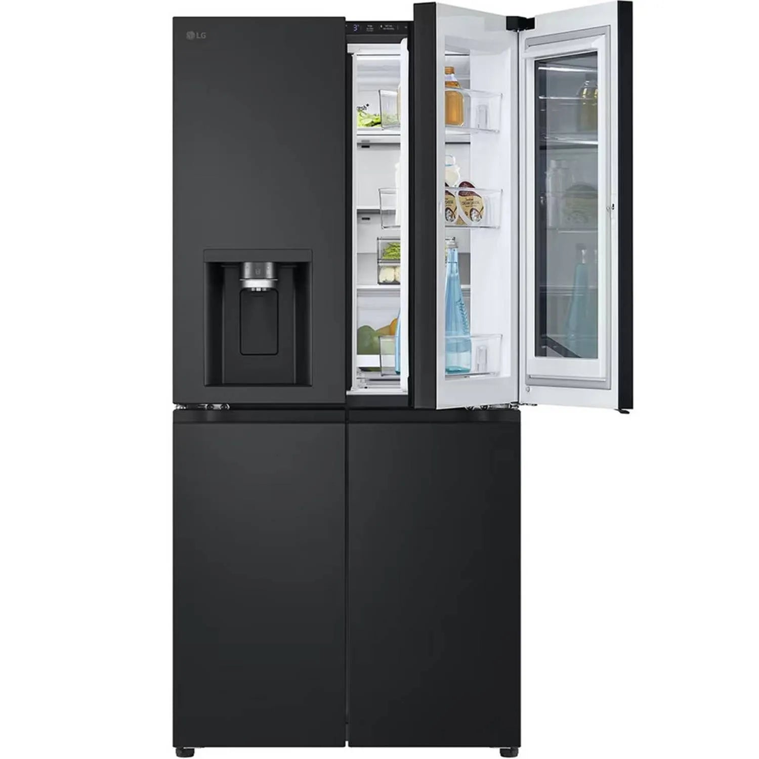LG Instaview DID No Frost Four Doors Refrigerator With Inverter Technology, 508 Liter, Black - GC-X22FFQAB