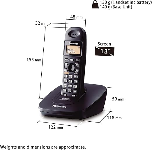 Panasonic Wireless Landline, Black - KX-TG3611
