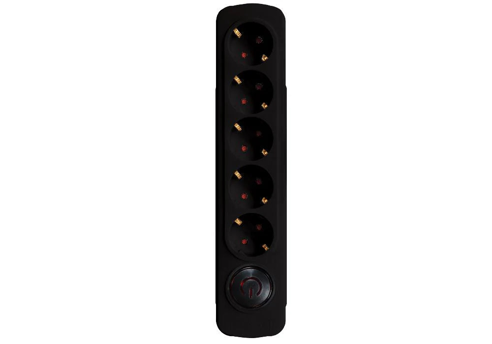 Cord Extension Socket  5 Way Black (Premio)