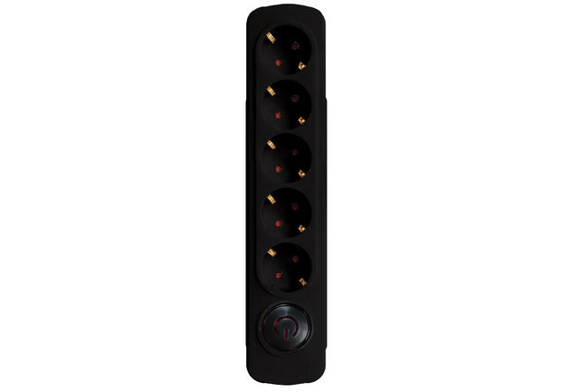 Cord Extension Socket  5 Way Black (Premio)