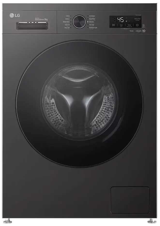 LG ThinQ Digital Front Load Full Automatic Washing Machine With Inverter Technology, 8 kg, Platinum Black - F4Y2TYGYZ