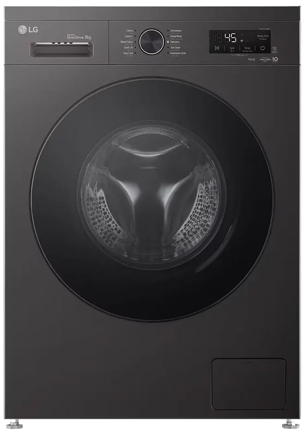 LG ThinQ Digital Front Load Full Automatic Washing Machine With Inverter Technology, 8 kg, Platinum Black - F4Y2TYGYZ
