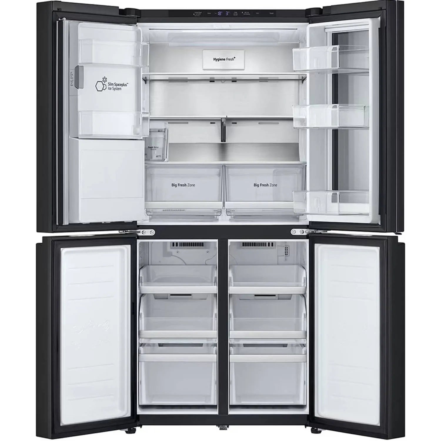 LG Instaview DID No Frost Four Doors Refrigerator With Inverter Technology, 508 Liter, Black - GC-X22FFQAB