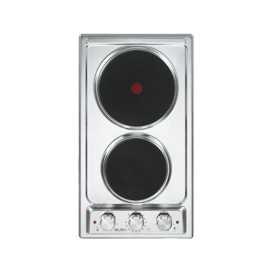 موقد كهربائي من الستانلس ستيل مقاس 30 سم، 2 لوح كهربائي صلب، أجهزة أمان، مقبض تحكم أمامي سهل الوصول، مؤقت. EN30-02TXD