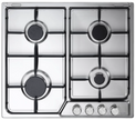 Gas hob, 60 cm, stainless steel, 4 burners, front control, enamel supports, full safety, self ignition.ENF60-444XD