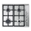 60 cm stainless steel Gas hob, 4 gas burners, cast iron pan supports, safety devices.ENS65-444XD