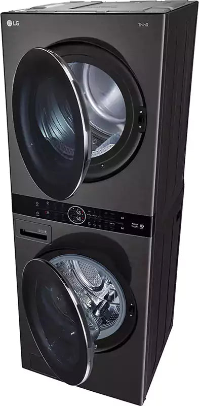 LG WashTower™ غسالة تعبئة أمامية، غسالة 21 كجم + مجفف 16 كجم، أسود، FWT2116BS